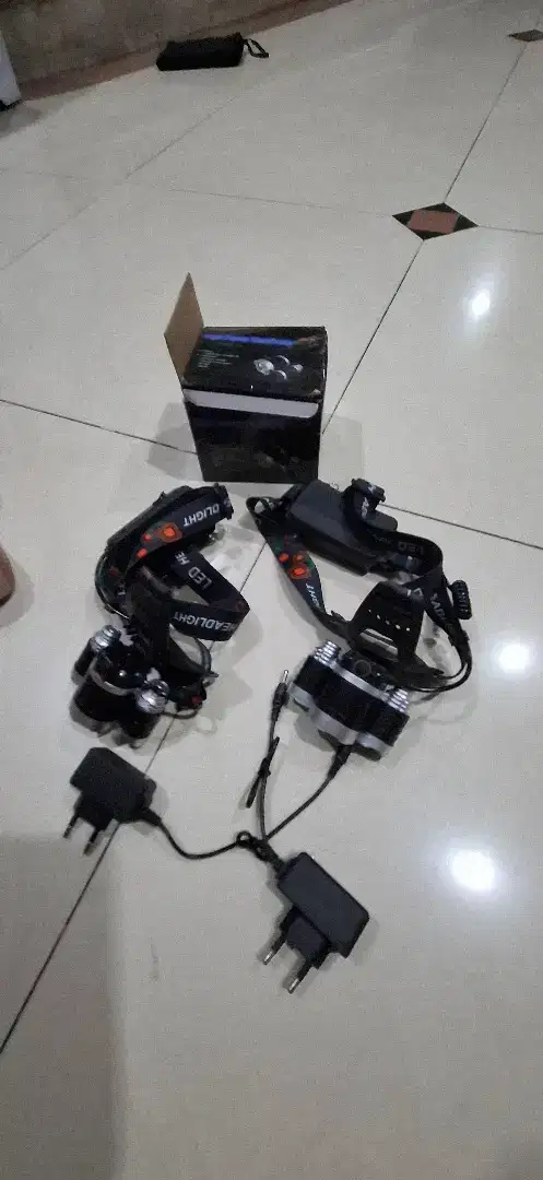 Senter head 3 lampu ( 2 set) cocok buat camping dan naek gunung