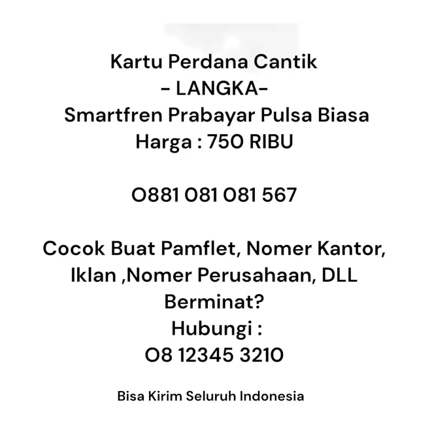 kartu perdana cantik smartfren unik