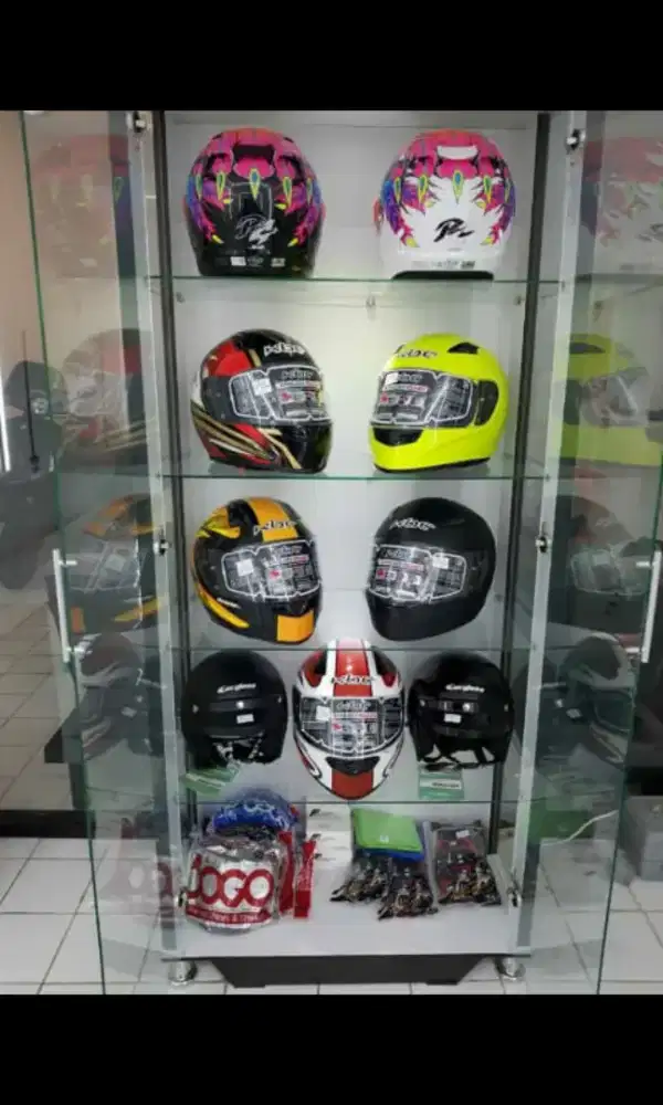LEMARI HIAS PAJANGAN PINTU KACA / LEMARI HELM / LAMPU LED 2 PINTU