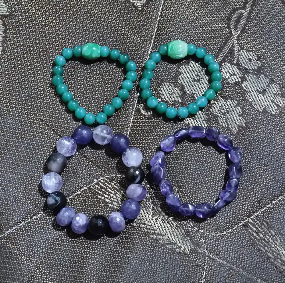 Gelang Bracelet Giok Jade Dan Amethyst Kecubung