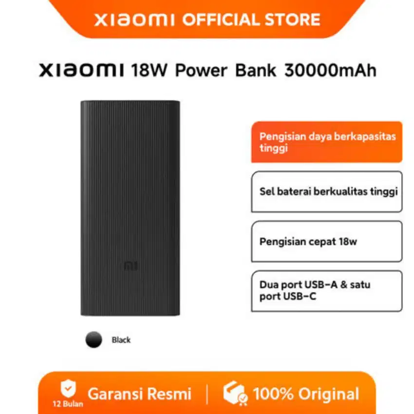 Xiaomi 18w power bank Rp30.000 mah//bisa dicicil