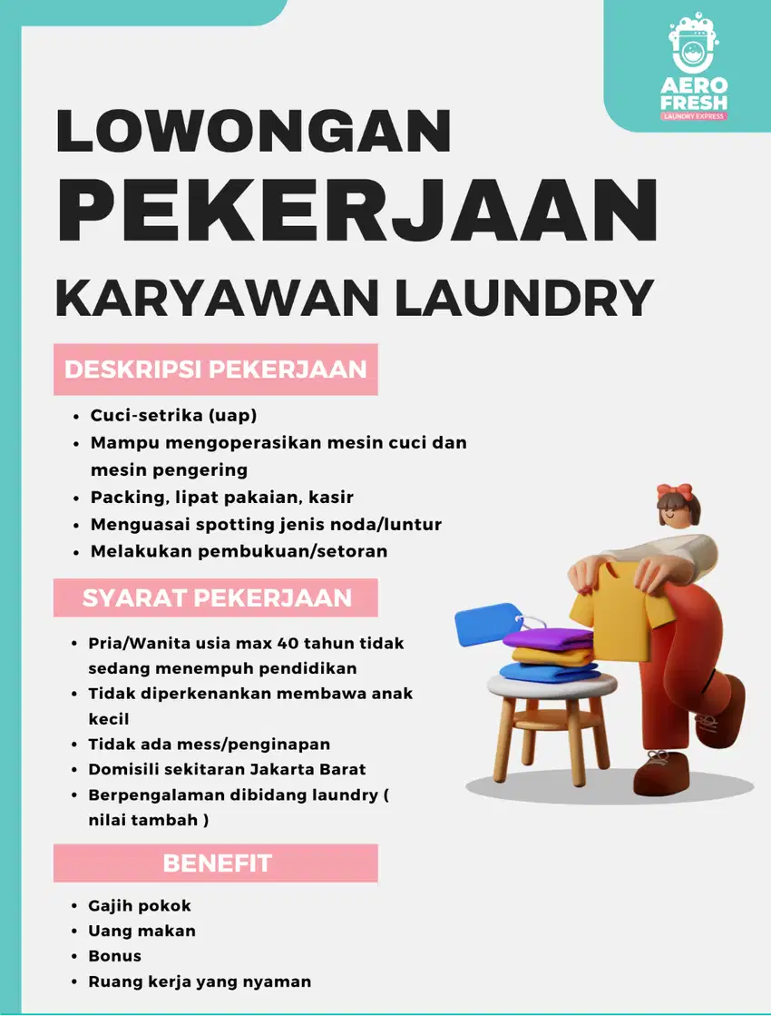 Lowongan Kerja Pegawai Laundry