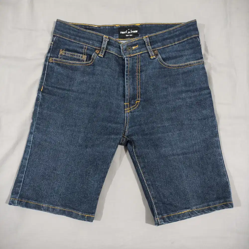 Celana Pendek Jeans Trus Denim indigo Short pants Stretch Size 30