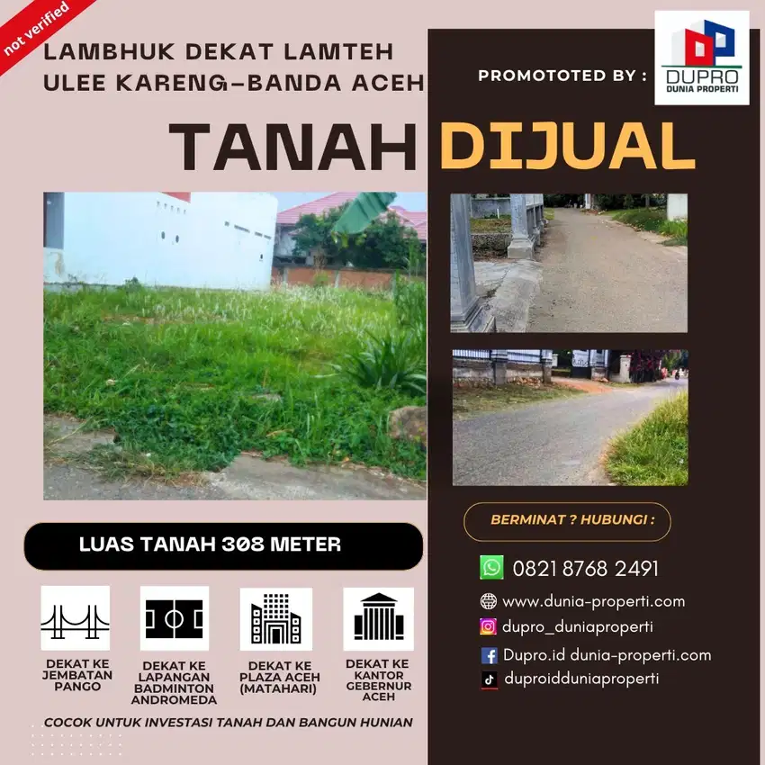 Dijual Tanah di Lambhuk Luas 308 m² , Ulee Kareng – Akses Mudah & Asri