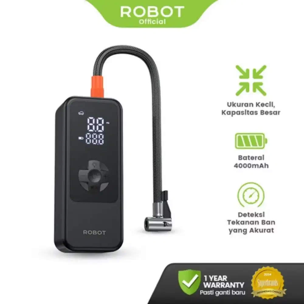 Robot Pompa Angin Mini Tire Inflator Pump Ban Mobil Sepeda Motor Bola