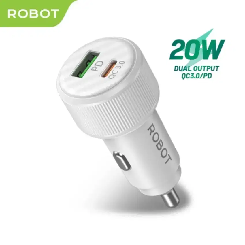 Robot Car Charger Mobil Fast Charging PD Type C iPhone Android USB A
