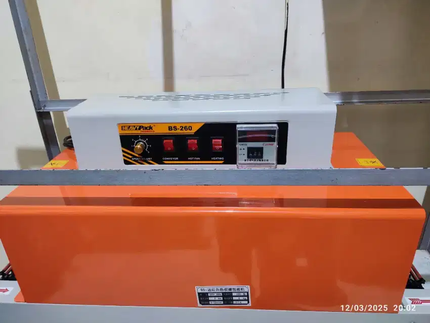 Mesin shrink tunnel rod penyusut penyegel plastik heavy pack bs260