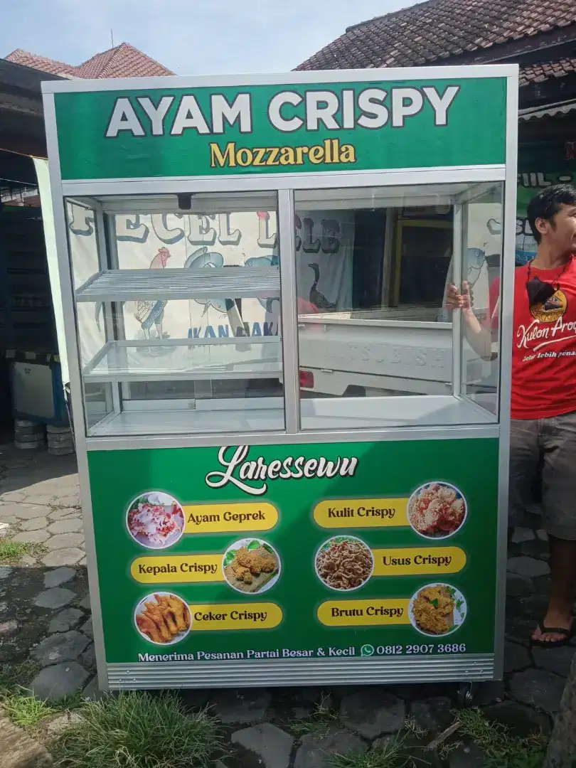 Etalase gorengan etalase sayur gerobak ayam geprek stik singkong tahu