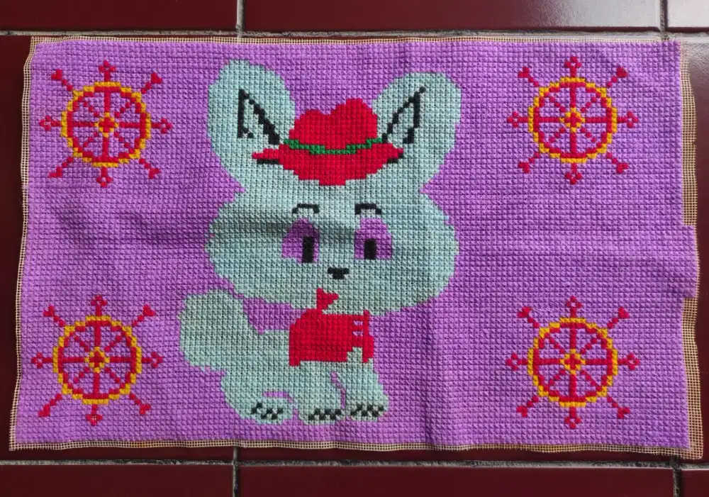 Gambar Strimin sulaman lawas Jadul vintage gambar kucing