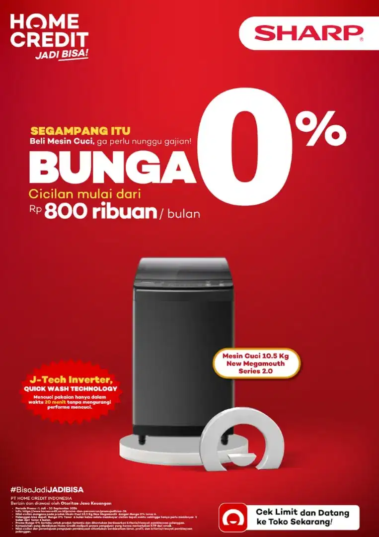 Segampang Itu Credit Mesin Cuci Sharp 10,5kg Bunga 0%