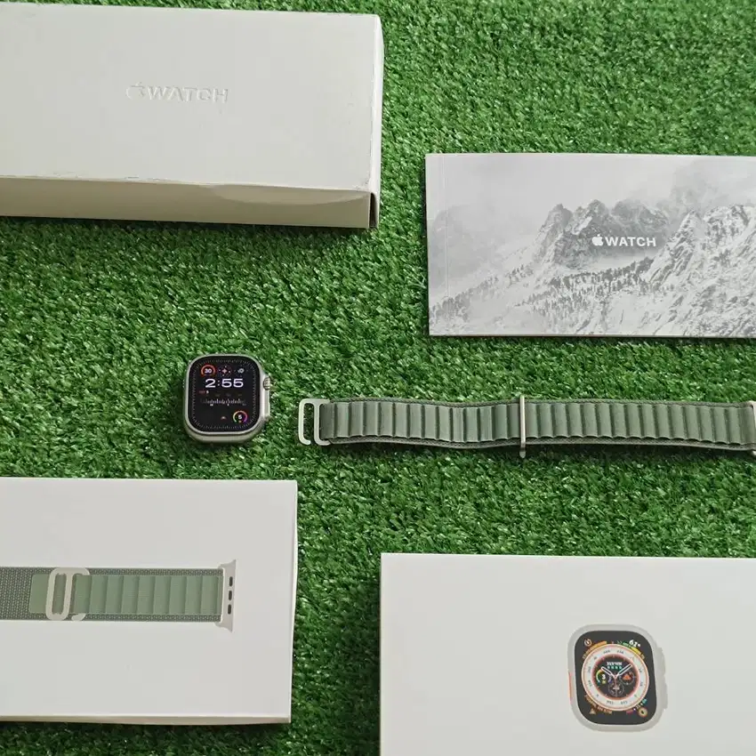 Apple Watch Ultra 49mm Titanium Green Alpine Loop M Kondisi 98% Mulus