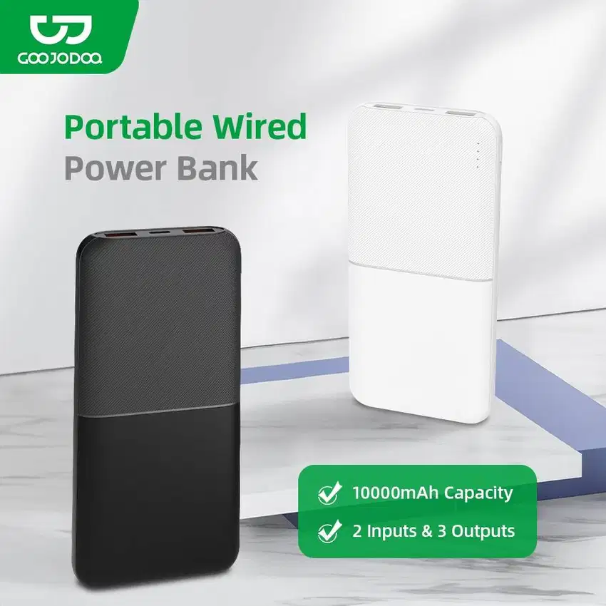 Powerbank Goojodoq 10000 mAh Power Bank Dual USB Output Charger Cas HP