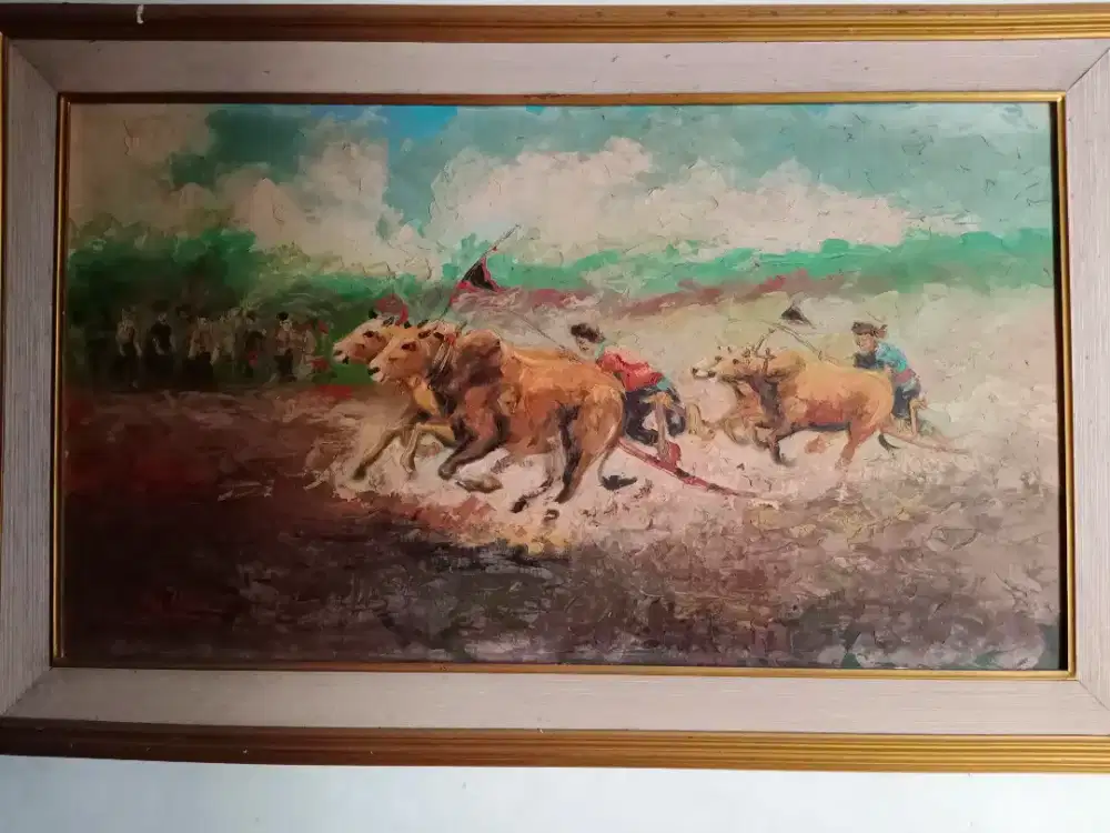 Lukisan.Obyek Kerapan.Sapi