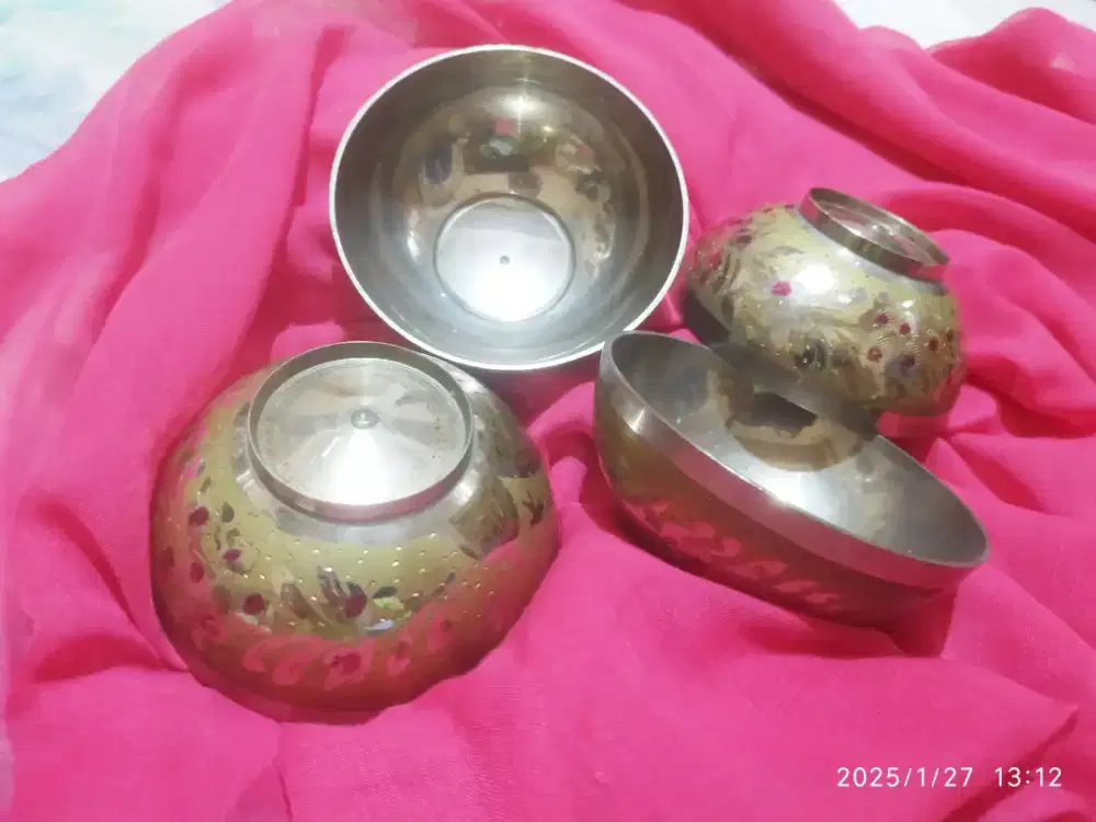 Vintage 4 buah mangkok kecil handmade (India)