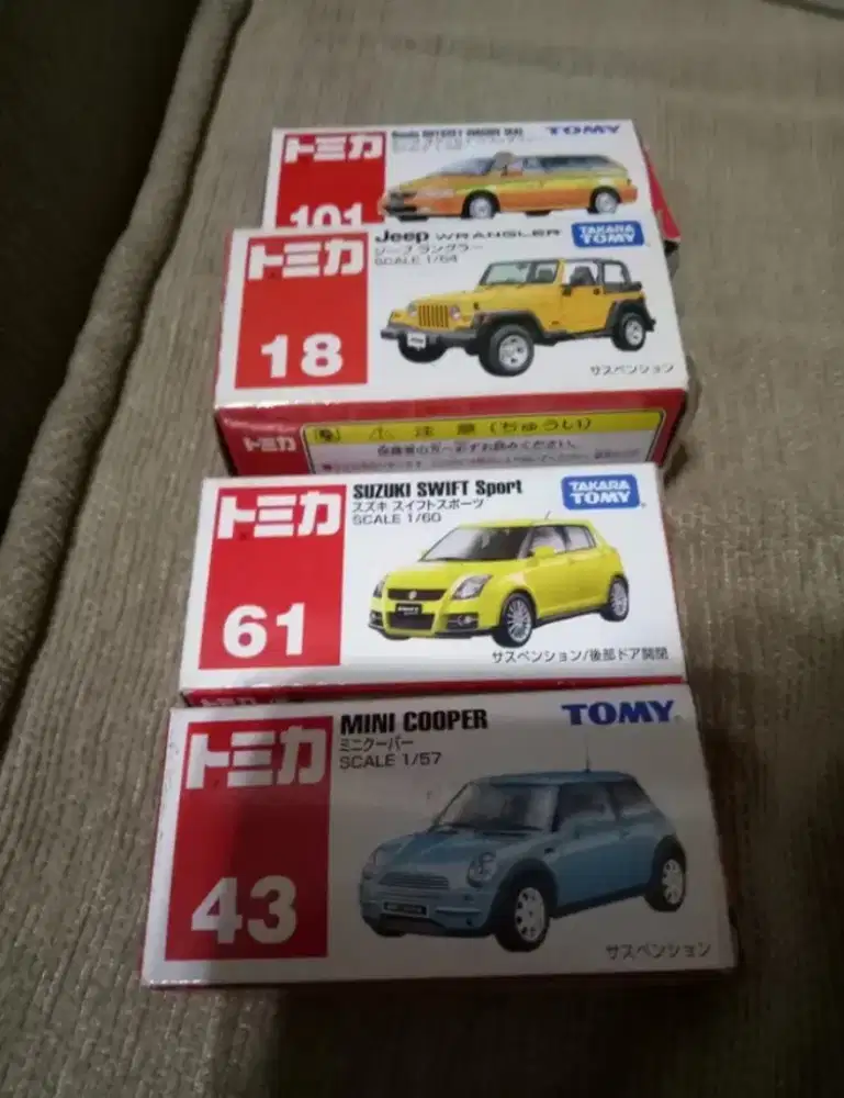 diecast tomica swift wrangler mini cooper