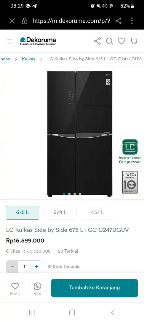LG INVERSTER SIDE BY SIDE