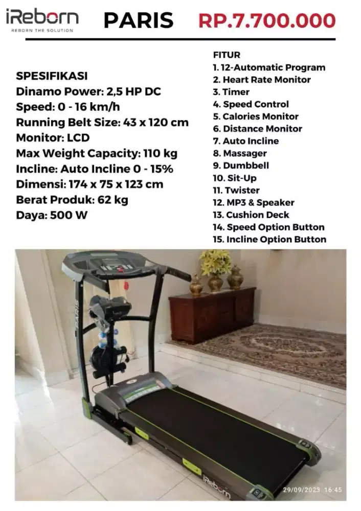 Treadmill Elektrik iParis