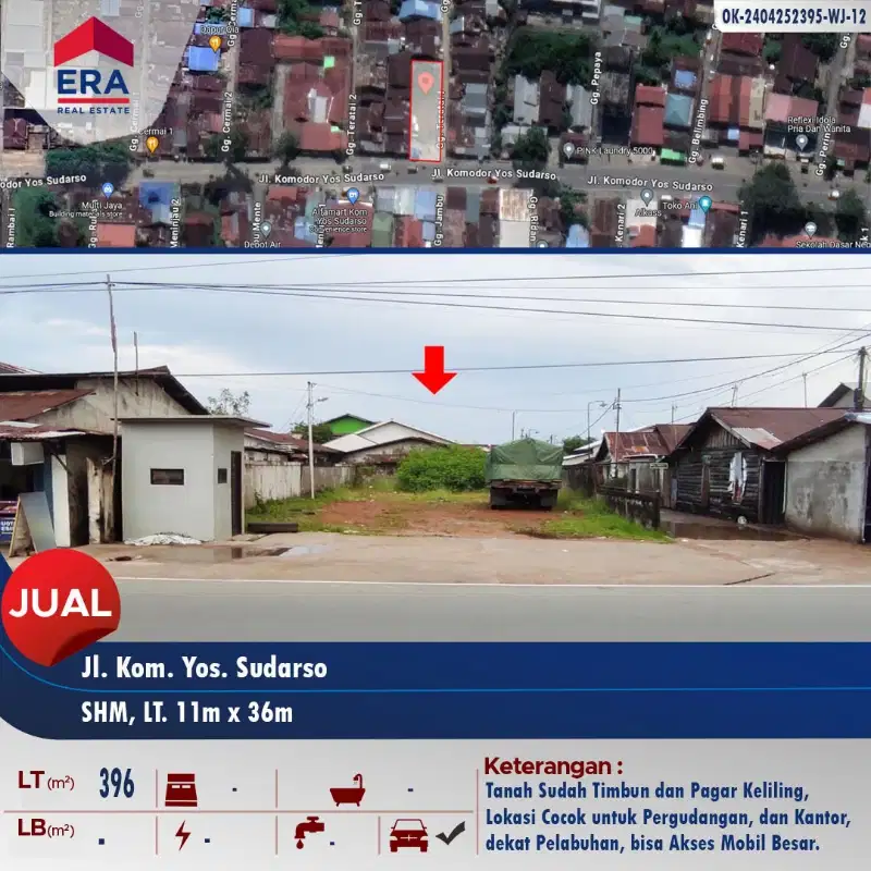 Dijual 1 kav tanah tepi Jl. Kom Yos Sudarso - Sudah pagar keliling