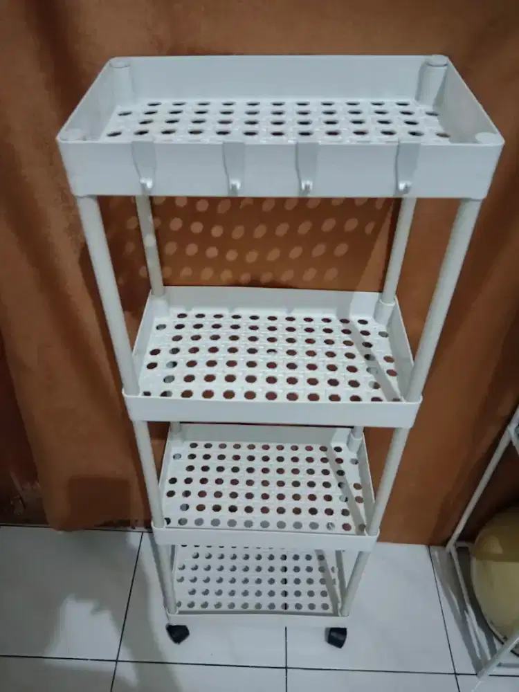 Rak Troli Serbaguna 4susun Bhan plastik Tebal Awet&kokoh Uk.32x19x89cm