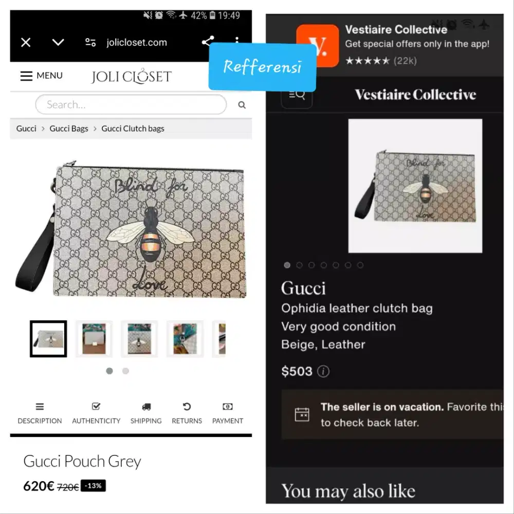 Auth clutch gucci 'blind for love' monogram