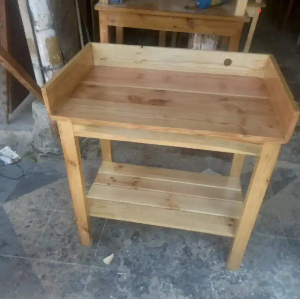 Meja Kompor 2 Tungku Kayu, Rak Dapur, Meja 2 Tungku, Meja Kompor LPG