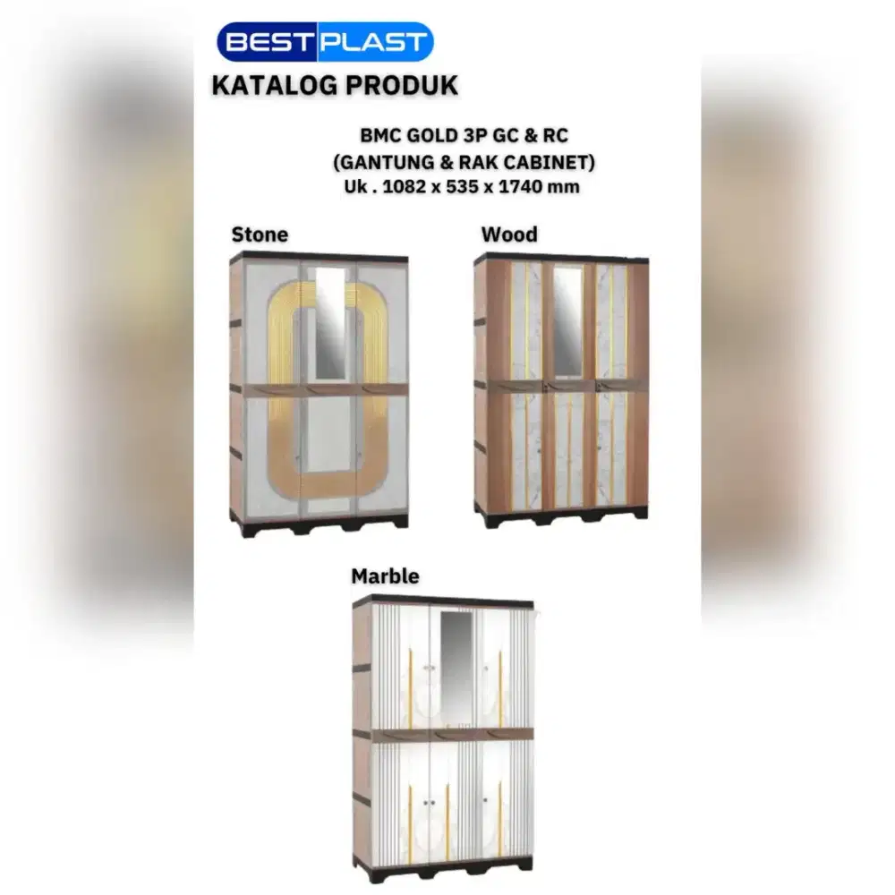 Lemari plastik 3 pintu kuat dan kokoh