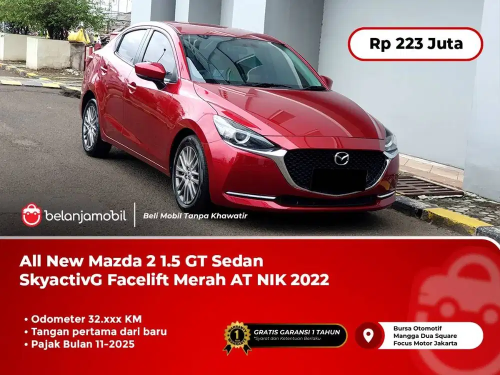 [PAJAK 11-2025] Mazda 2 Mazda2 1.5 GT Sedan SkyactivG Merah AT 2022