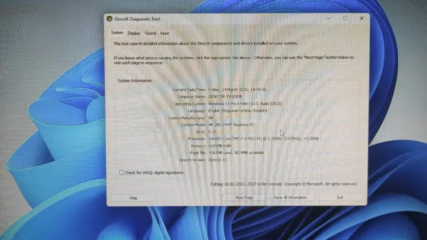 HP 280 G4 MT Business PC (CPU SAJA)