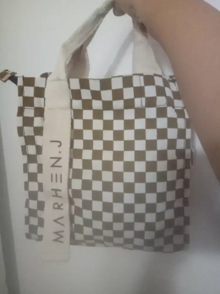 FLASH SALE Tote bag/SlingBag kanvas motif kotak-kotak