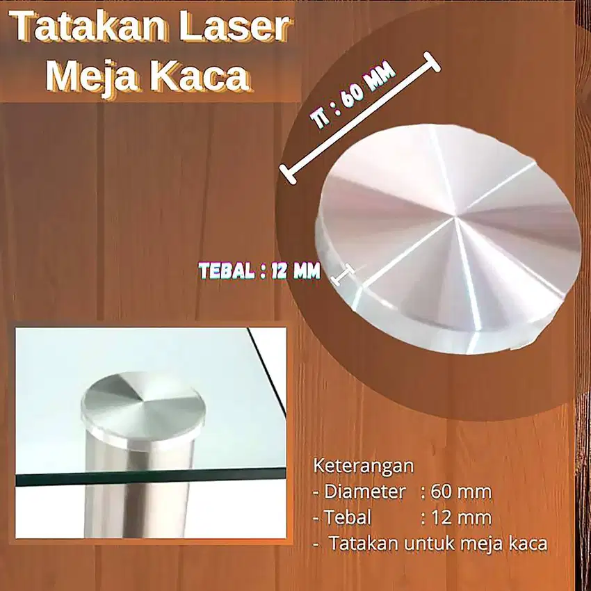 250315B Tatakan Laser Alas Meja Kaca Bulat 60mm 6 cm Round Aluminium A