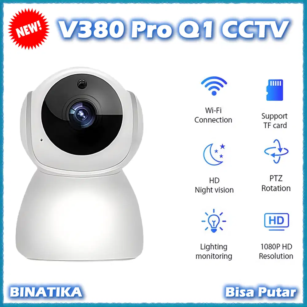 V380 Pro Q1 CCTV Putar Wifi 1080P Kamera Smart Home Security Detection