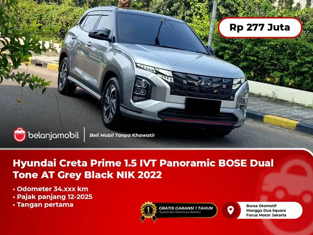 [PAJAK PANJANG] Hyundai Creta Prime 1.5 IVT Dual Tone AT Grey 2022