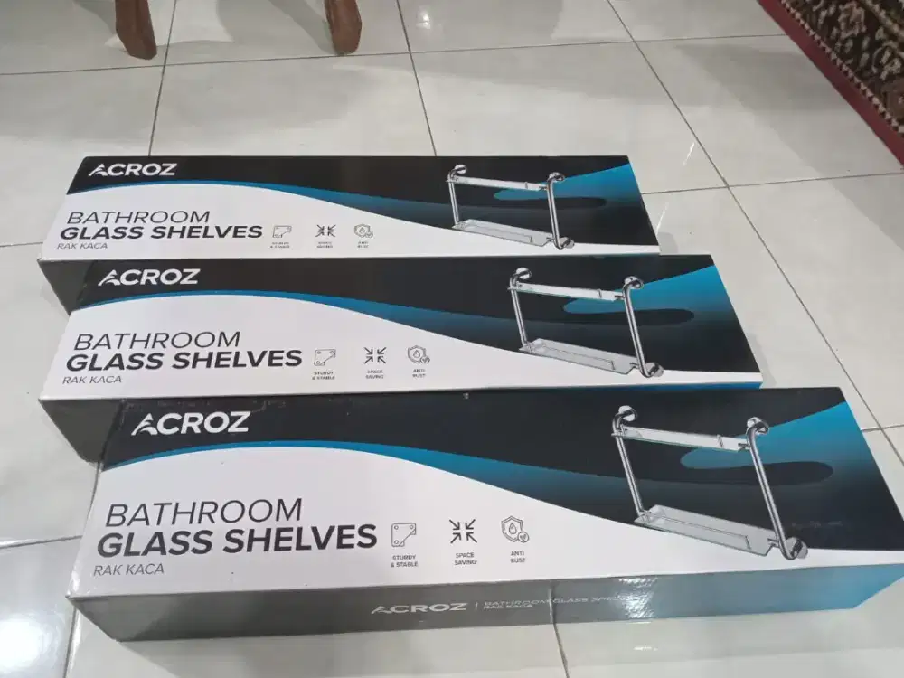 Rak kaca buat kamar mandi atau toalet w tingkat