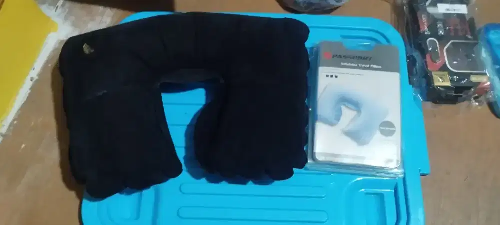 Passport Inflatable Travel Pillow Black