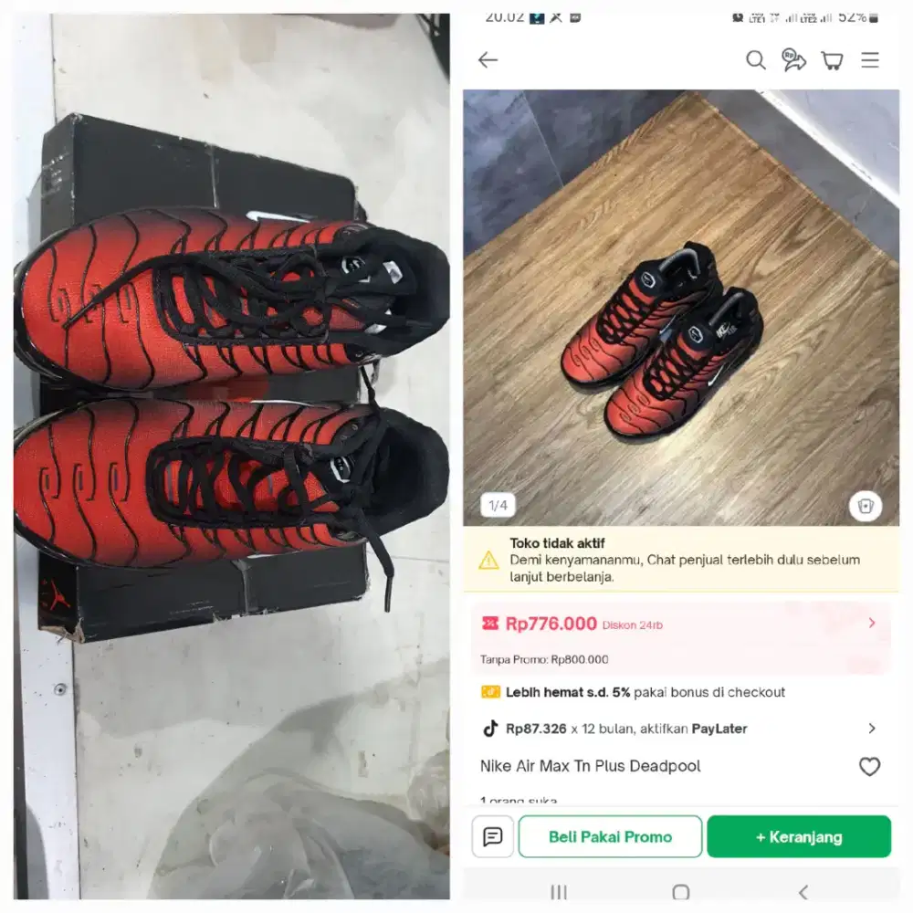 Dijual sepatu nike air tna plus deadpool