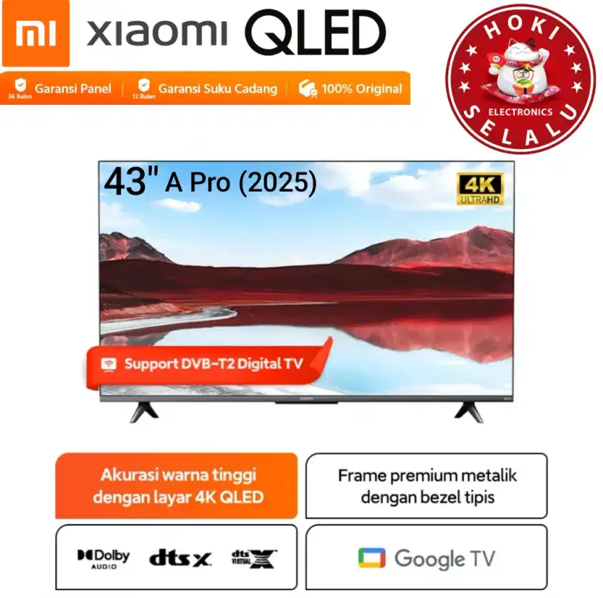 Xiaomi Smart Google TV 43 Inch A Pro 2025 QLED 4K Dolby Digital UHD TV