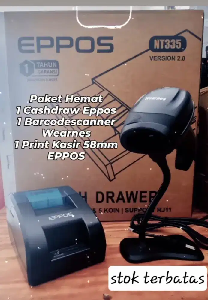 Paket perlengkapan kasir Scanner Printer Cashdraw