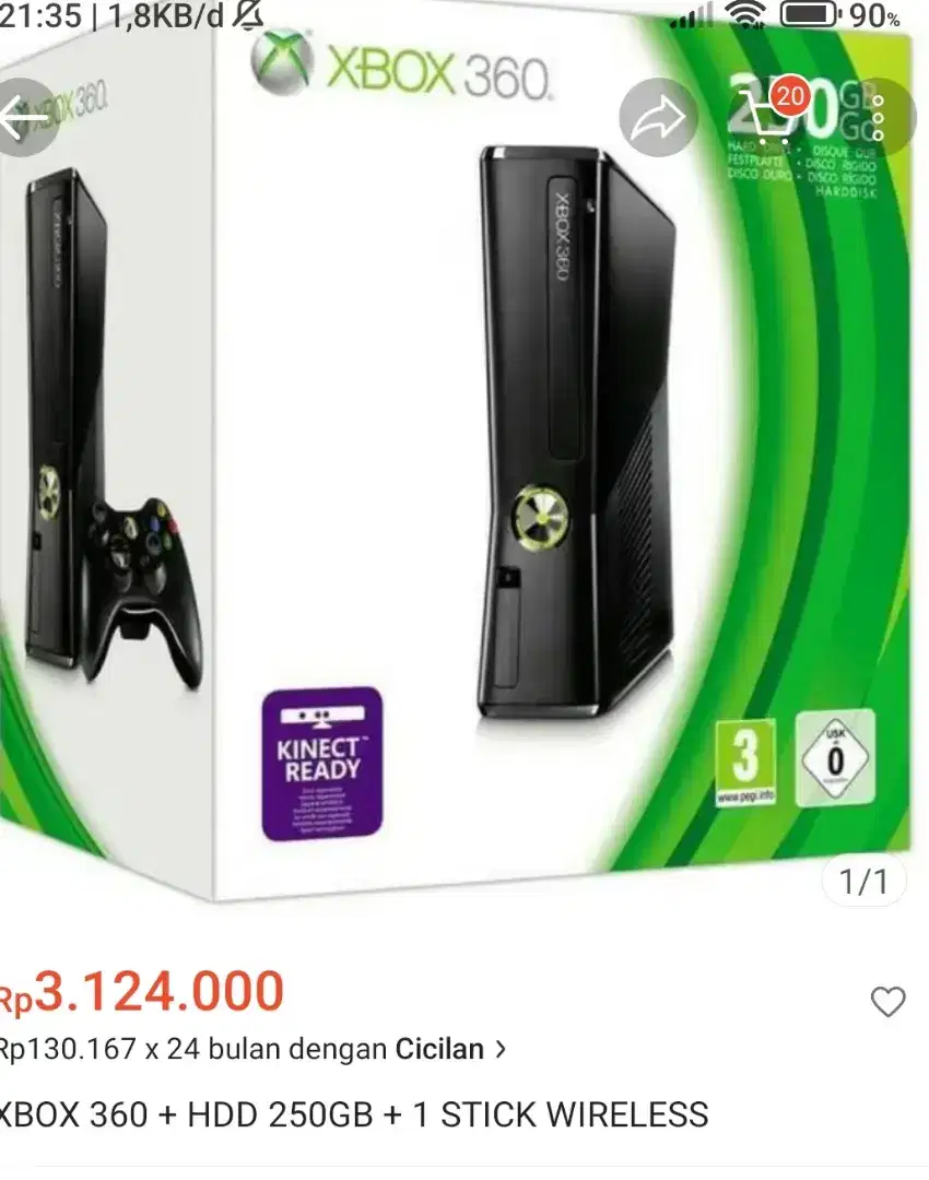 Xbox 360 + HDD 250 GB + 2 stick Wireless