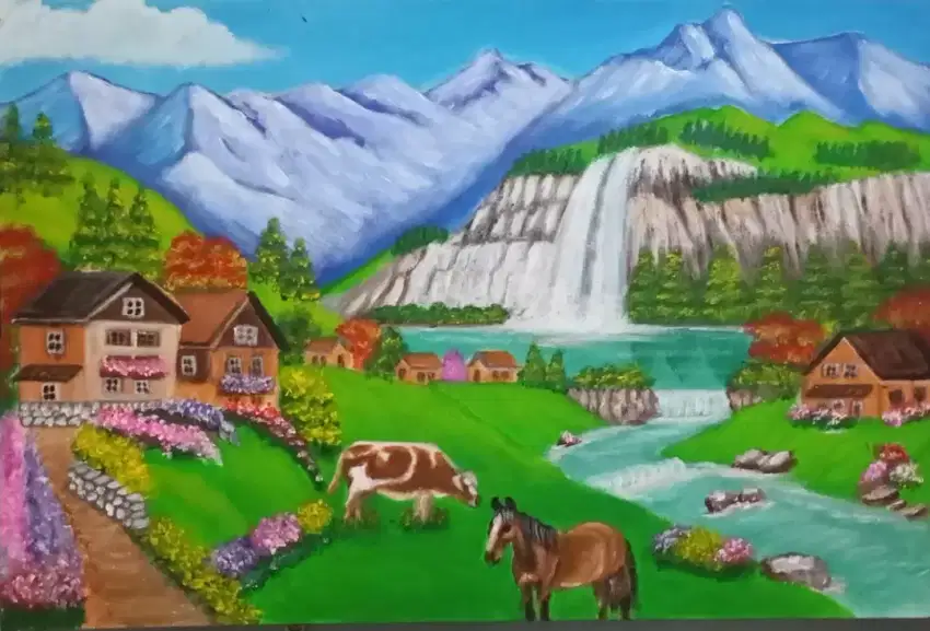 Lukisan Pemandangan Alam di Swiss
