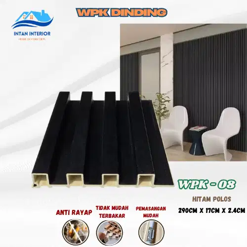 Wood Panel WPC/ Wallpanel Dinding 290 Hitam Polos/WPK Dekorasi Dinding