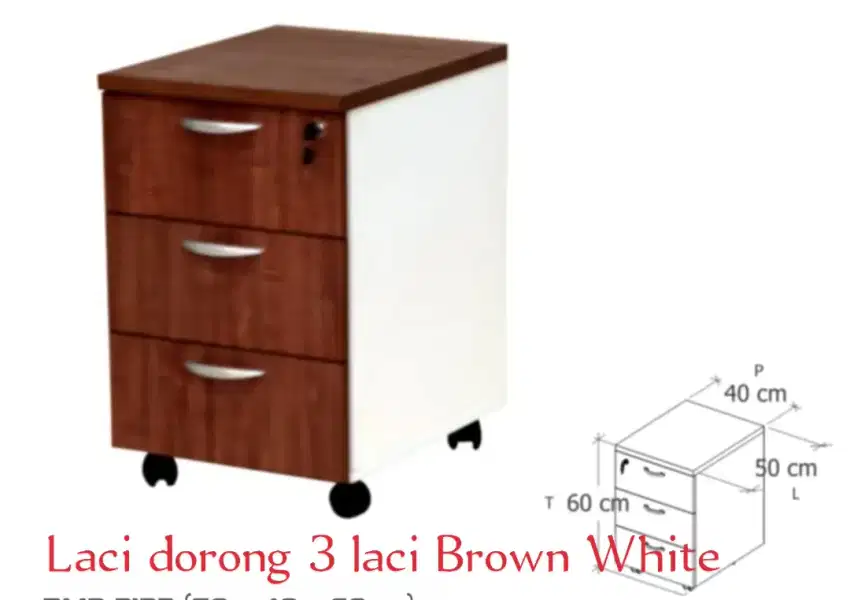 Laci dorong 3 laci mobile pedestal