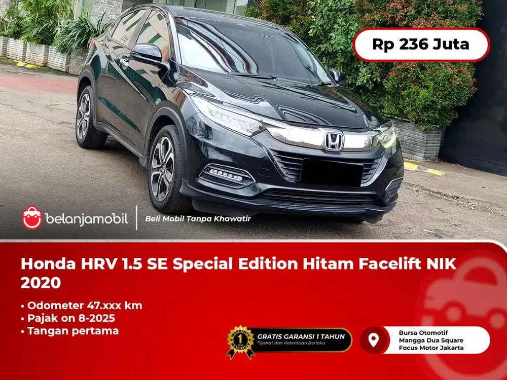 [TANGAN PERTAMA] Honda HRV 1.5 SE Special Edition Hitam 2020/2021