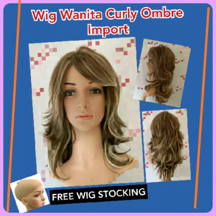 NEw Wig Wanita Ombre Import FREE Wig Stocking