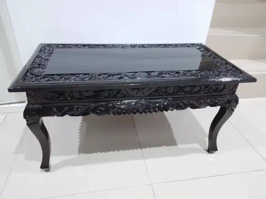 Meja kayu jati tua ukir jadul P.90cmxL.47cmxT.44cm