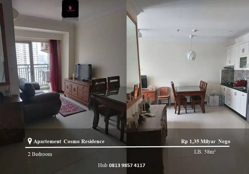 Dijual Apartement Cosmo Residence High Floor 2BR Full Furnished