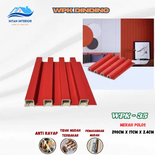 Wood Panel WPC/ Wallpanel Dinding 290 Merah Polos/WPK Dekorasi Dinding