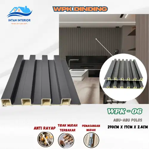 Wall Panel Wpc Dekorasi Dinding 290/WPK-06 Abu-Abu Polos