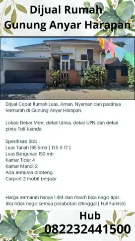 Rumah Murah Gunung Anyar Harapan Bebas Banjir