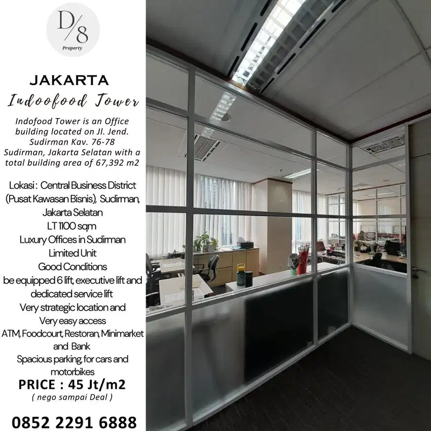 Jual INDOFOOD TOWER, Sudirman Only 45 Jt per m2, Tower area 1100 sqm