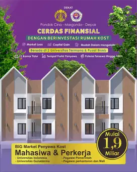 Jual Rumah Kos Margonda Depok - 11 Kamar Kos 3 Lantai +Rooftop - 1,96M